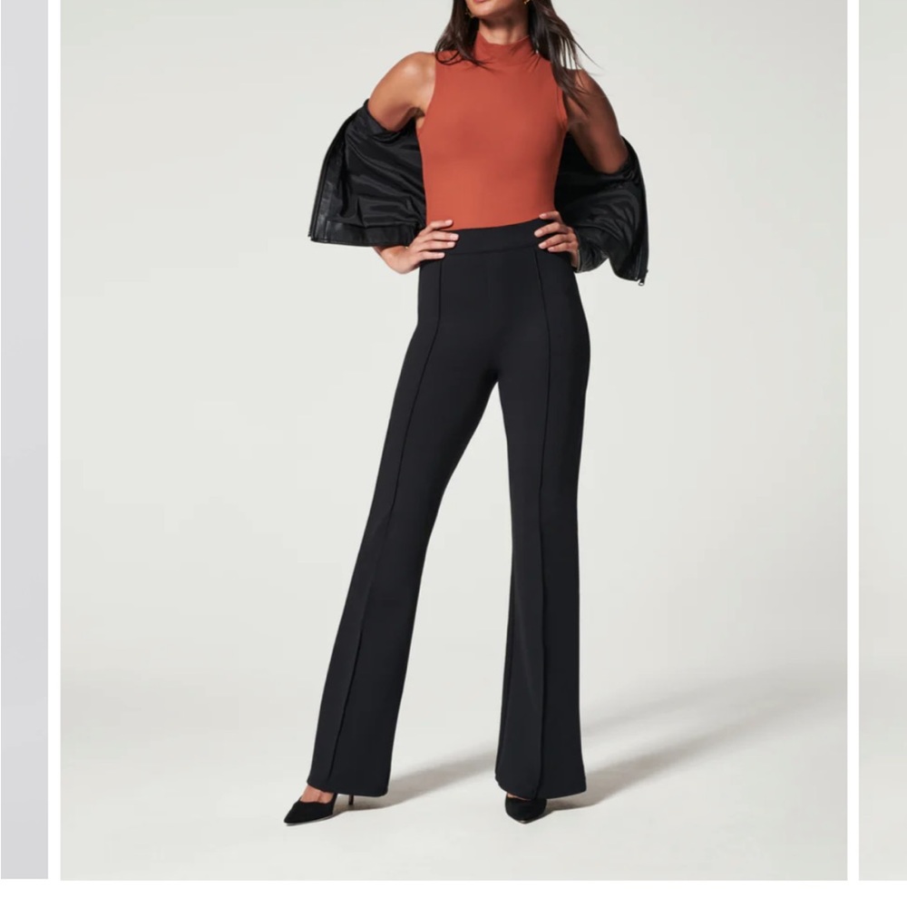 Black Spanx flare pants, regular length, large.